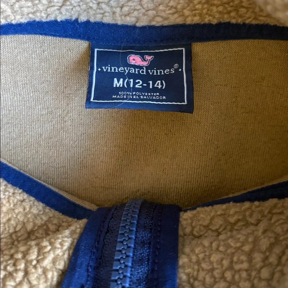 Vineyard Vines 10-12 Boys Beige Quarter-Zip Zip-Up Sweater